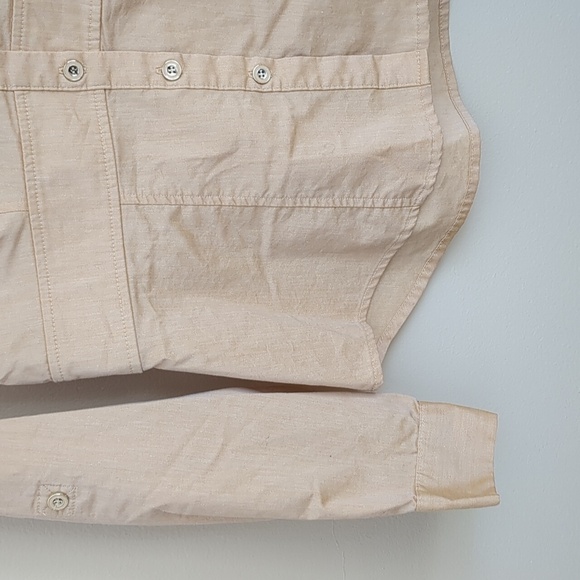 NWT New York and Company XXS Petite Button Up Orange Shirt Roll Tab Sleeves - Picture 5 of 16